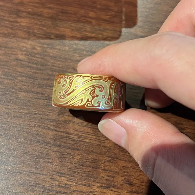 合金大理石戒指 【校长推荐】瓷器 矾红描金 盖置