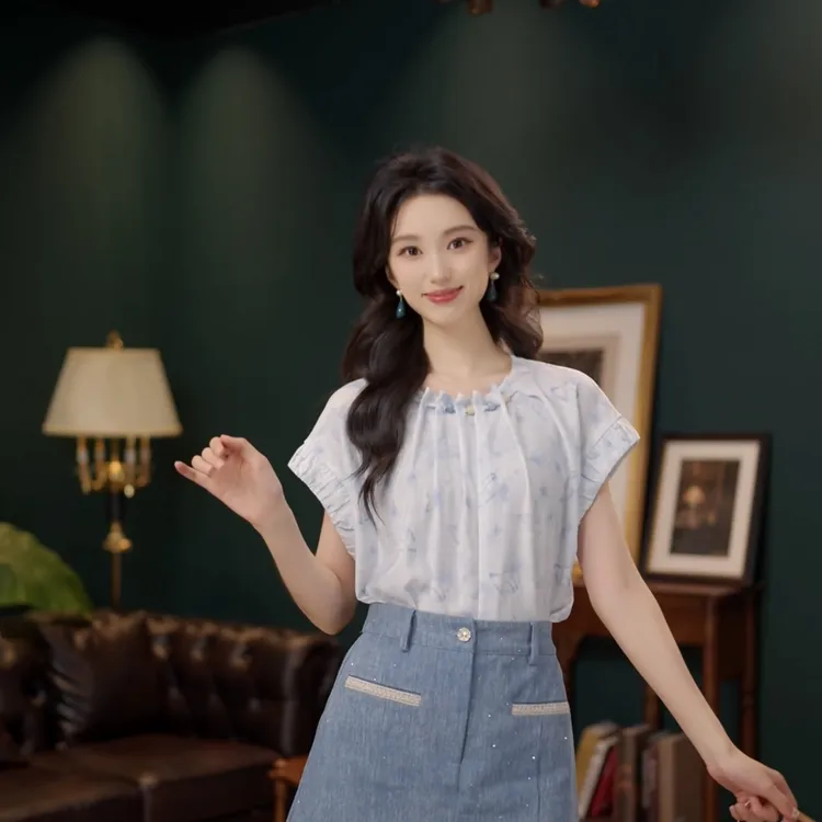 琦琦【日式碎片】甜美休闲百搭小众短袖女夏季上衣YE0706480