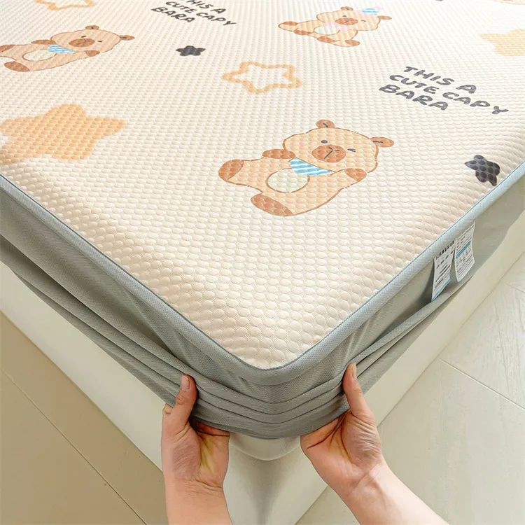 冰豆豆床笠款凉席单件冰丝席学生宿舍单人床罩床垫全包保护套床套