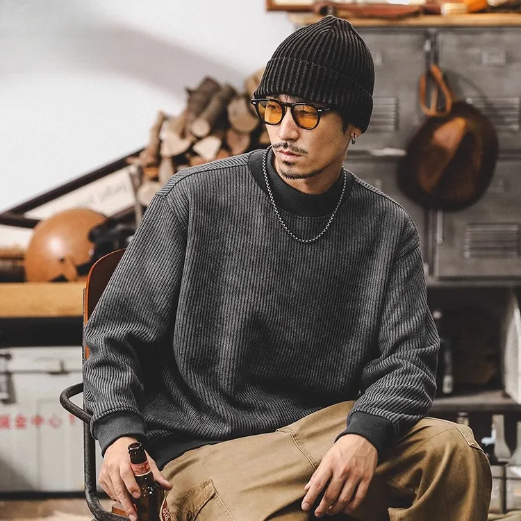 真维斯美式复古针织重磅卫衣男秋季宽松慵懒风痞帅休闲外套男春秋