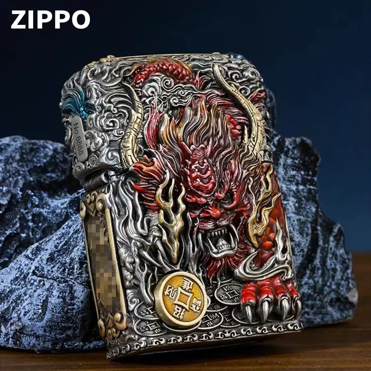 ZIPPO/之宝打火机正品官方专卖镇财貔貅夜光重甲个性礼物煤油DYJ1