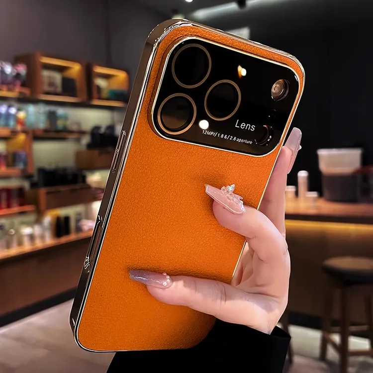 适用于苹果17promax手机壳素皮大视窗带镜头膜网红男女款商务简约