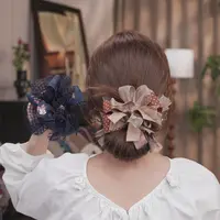 木子秋巨好看！渐变网纱蝴蝶结发圈高级感气质时尚复古扎马尾发绳