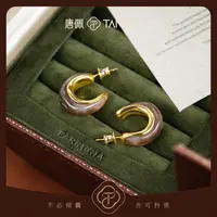 铜合金亚克力耳饰 设计感欧美复古美拉德琥珀色C形耳饰时尚饰品