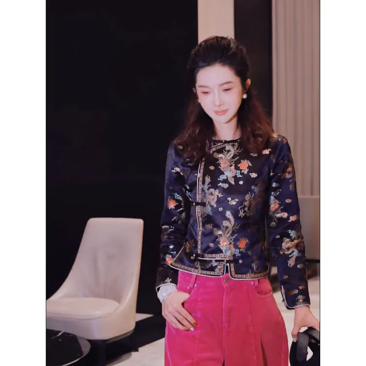 yiyiya.Guo艺艺吖【吉祥如意】新中式中国风织锦斜襟外套110207SS52