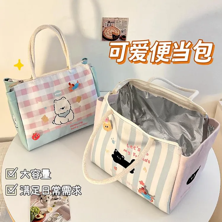 学生保温饭盒袋手提便携上班族高颜值加厚铝箔午餐盒大容量便当包