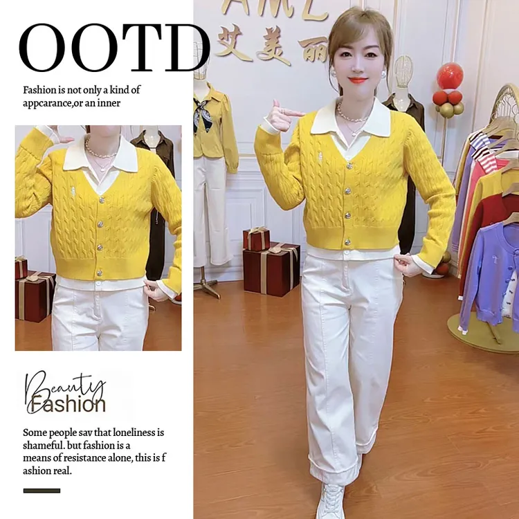 潮流百搭针织衫女2025年秋冬新款洋气减龄设计感显瘦针织开衫上衣