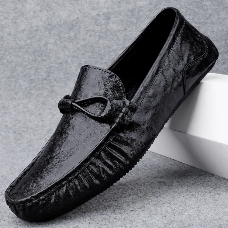 新款男鞋春秋季男士豆豆鞋皮鞋男真皮软底一脚蹬驾车懒人鞋