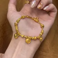 铜合金合成锆石手链 「胖福盘缠」胖福小黄财象鼻扣盘缠（15克左右）