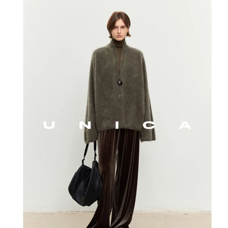 UNICA/柔肤之享_纸片人百搭实用慵懒针织毛衣开衫外套
