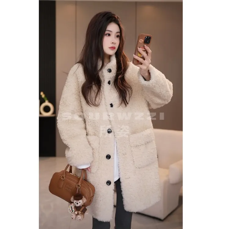 SOURWZZI/所姿新款冬季宽松简约时尚休闲女士羊毛外套SZ-25233