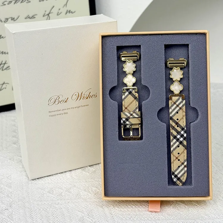 适用华为手环10/9/NFC多彩贝母L纹8代腕带轻奢时尚女款针扣手表带