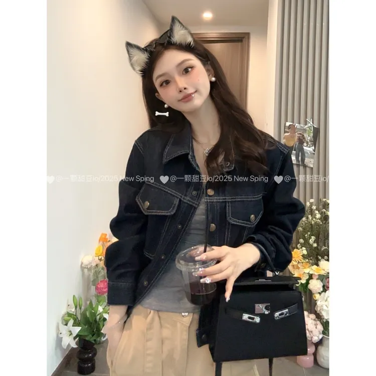 牛仔外套女2025秋季新款韩系复古百搭短款丹宁色长袖上衣休闲1006