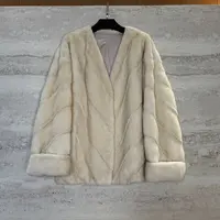 TANTAN  水貂 轻奢气质短款V领皮草外套4350