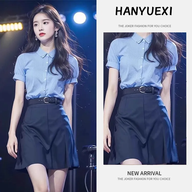 夏季一整套女装2025新款韩版百搭休闲宽松气质短袖上衣短裙两件套