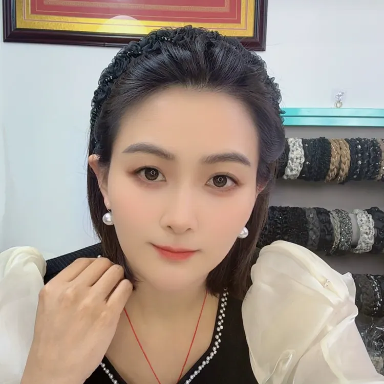 LG韩版小香风发箍手工编织气质网红百搭黑色网纱长齿头箍