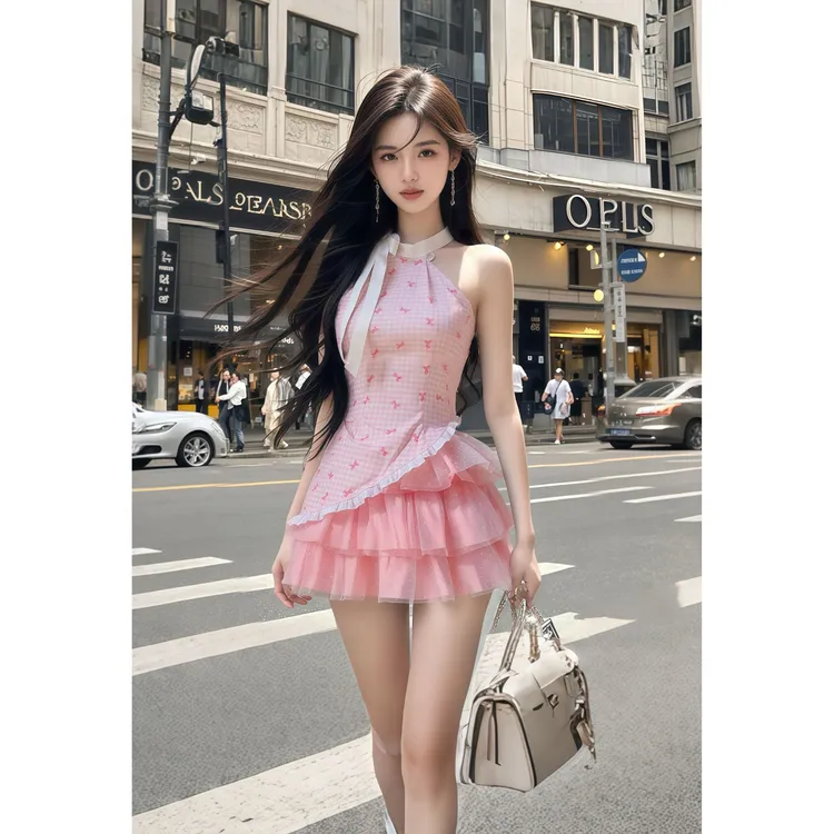 2025夏季新款甜辣妹套装女气质纯欲韩系上衣配甜美风蓬蓬裙半身裙