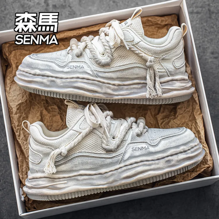 SENMA/森马男鞋子2025夏季新款复古做旧脏脏鞋青少年百搭休闲板鞋