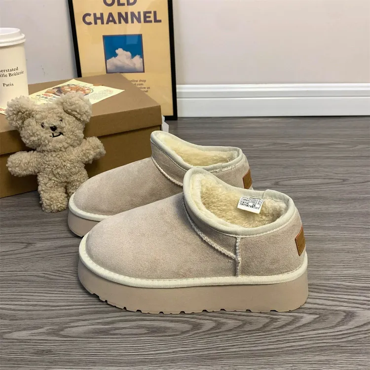 回力厚底雪地靴女2025冬季新款皮毛一体加厚保暖复古休闲低帮棉鞋