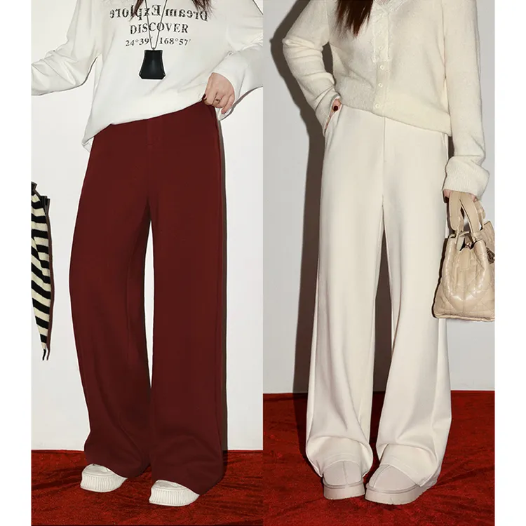 大婉酱微胖定制【红海晨曦】宽松休闲裤绵羊毛直筒垂感西装裤 0506D