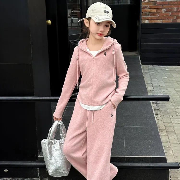童装女童连帽套装春秋装2025新款洋气中大童女孩开衫运动装两件套