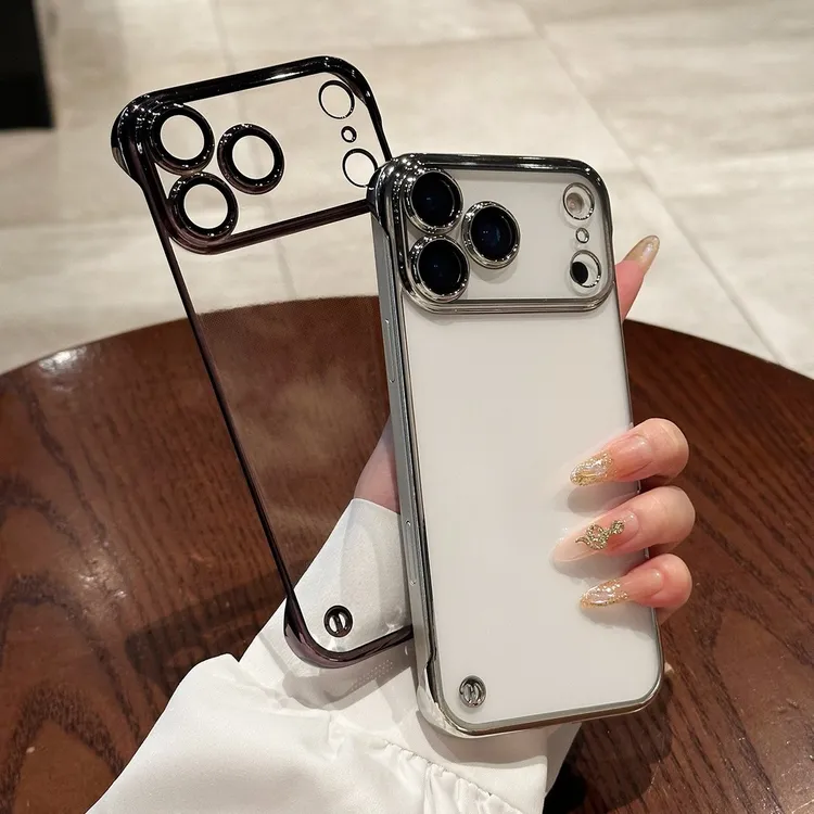 适用苹果17Promax电镀手机壳iPhone16无边框镜头膜15简约14/13/12