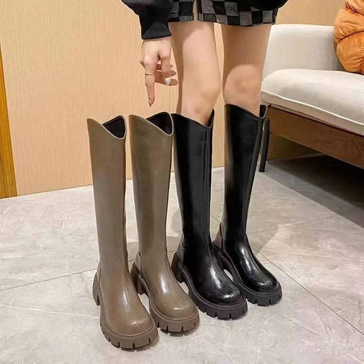 【八安】长筒靴女粗腿适合胖妹妹冬季大筒围女靴大腿围骑士靴