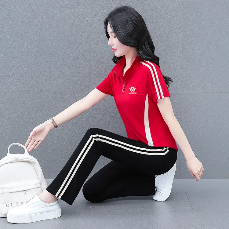 中年妈妈减龄显瘦百搭宽松2025新款夏季韩版套装宽松直筒裤两件套