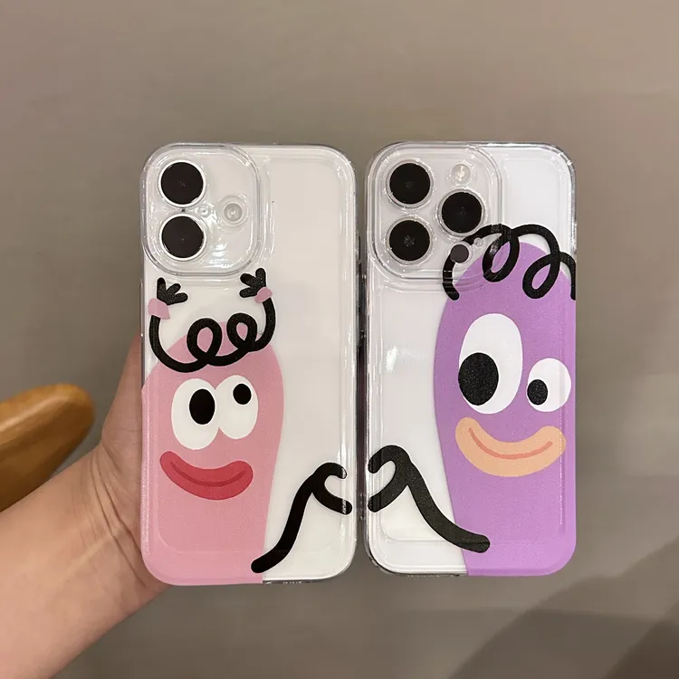 趣味比心肠肠久久情侣手机壳适用苹果17太空壳16promax小米华为15