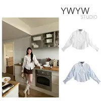 【YWYW25F/W】秋季百搭纯色翻领收腰花瓣长袖衬衫5362