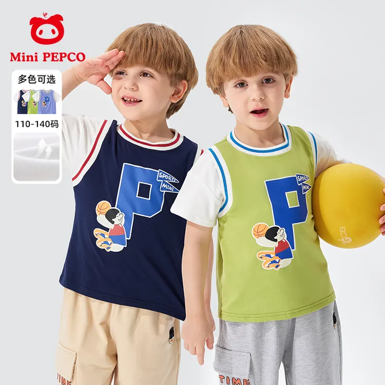 小猪班纳童装男女童上衣夏2025新款夏季背心儿童速干运动休闲T恤
