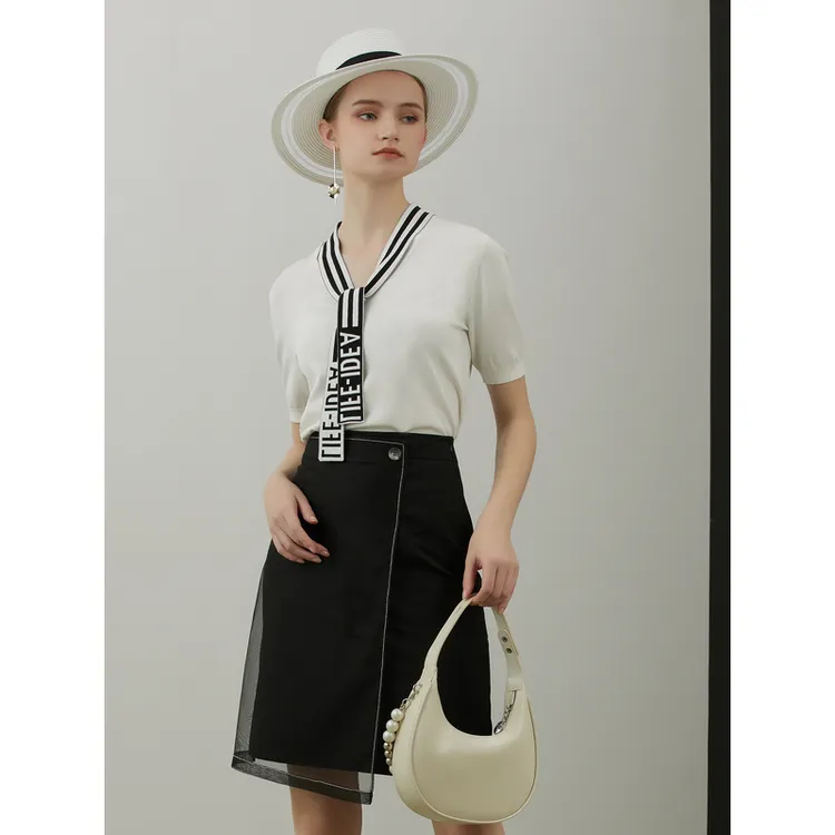 莱芙·艾迪儿洋气衣服女森女系女装春夏短袖针织衫1W2M42026