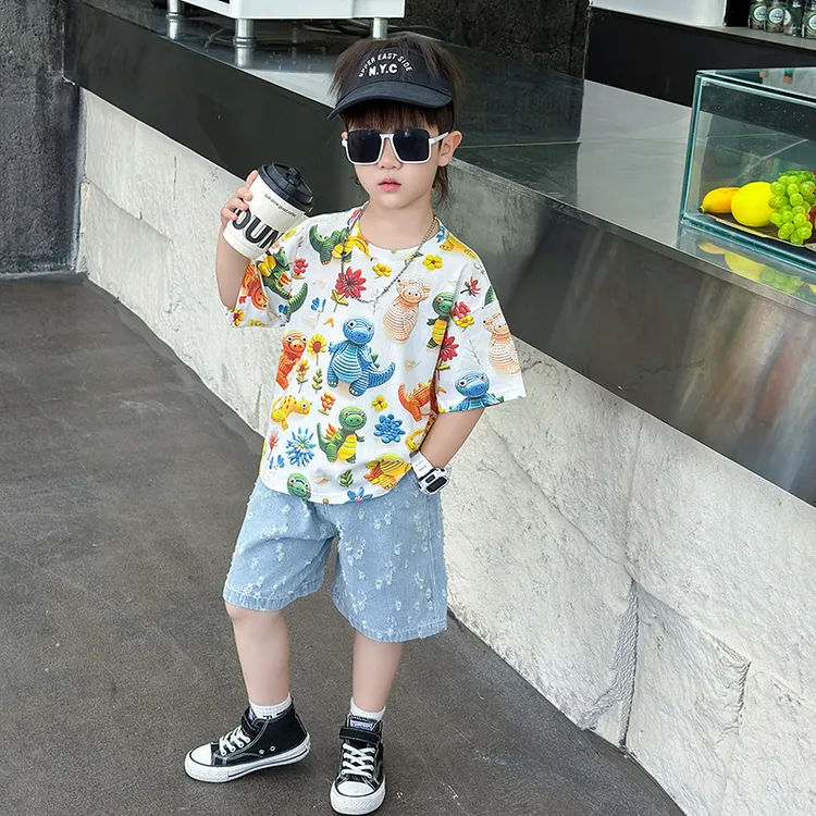 男童夏季运动短袖两件套2025新款儿童帅气宽松T恤奥特曼男童衣服