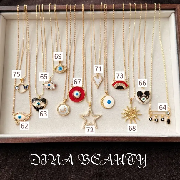 铜合金吊坠 合金欧美风蓝眼睛爱心项链（无礼盒）