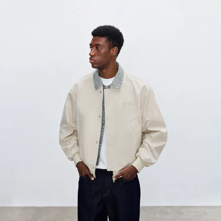 【商场同款】CHINISM赤尘 牛仔拼接假两件廓形MA1飞行夹克男秋季