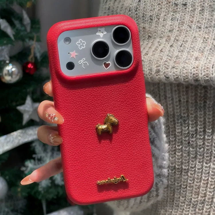 雅天立新款立体金色小马适用苹果17手机壳华为P70oppo小米vivo套