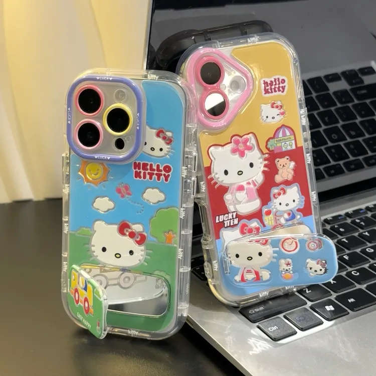 可爱卡通kitty镜子支架适用苹果16手机壳iPhone小米15vivoppo华为