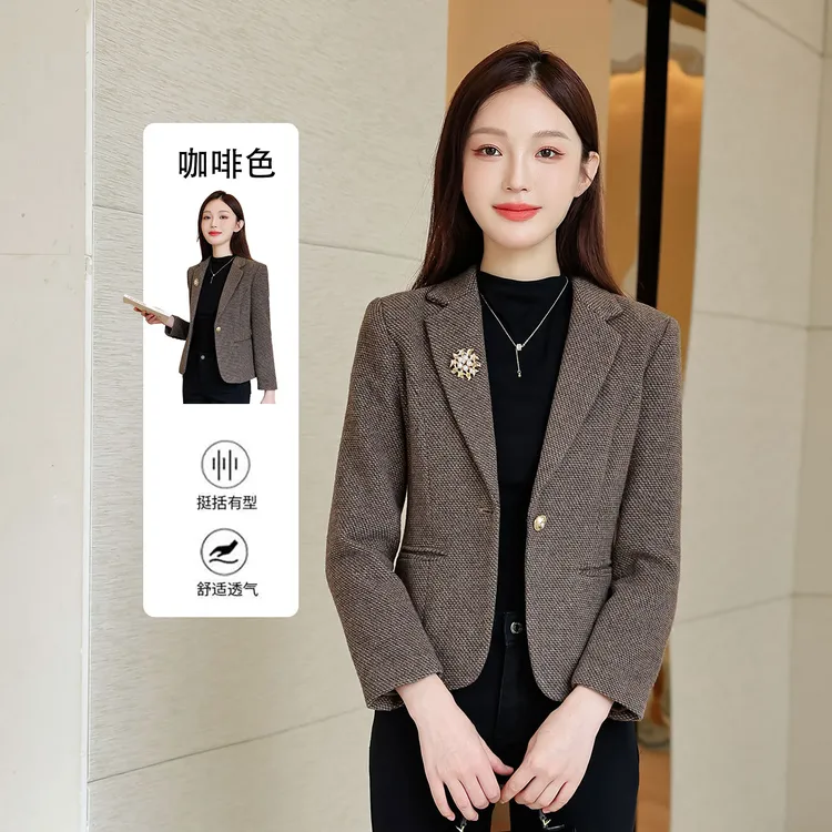 含羊毛毛呢小个子短款小西装外套女秋冬2025年新款气质女士西服