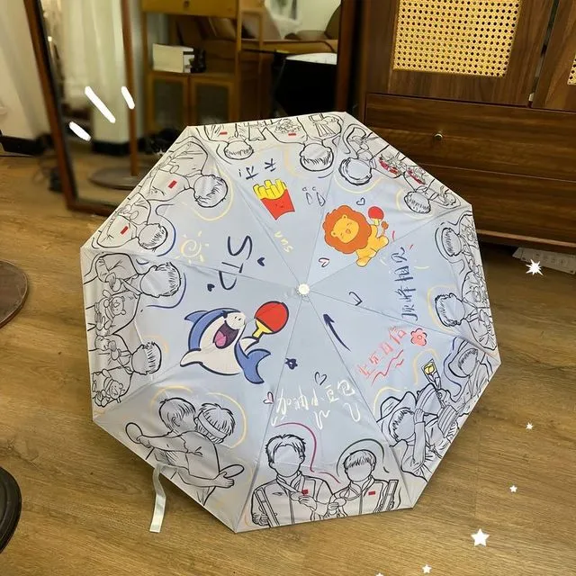 莎头雨伞自动折叠两用晴雨防晒紫外线可爱学生黑胶太阳伞遮阳伞