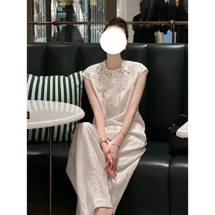 小众不撞款盐系轻熟松弛感白色亚麻上衣套装裤2025夏装搭配一整套