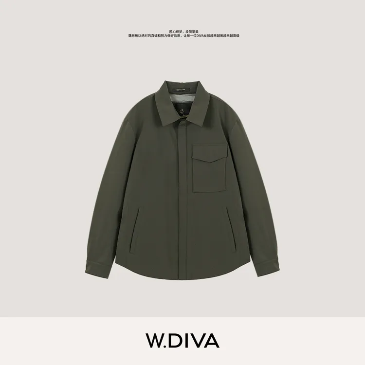 W.Diva【从容】秋冬新款美式复古工装口袋夹克羽绒服外套54C113203
