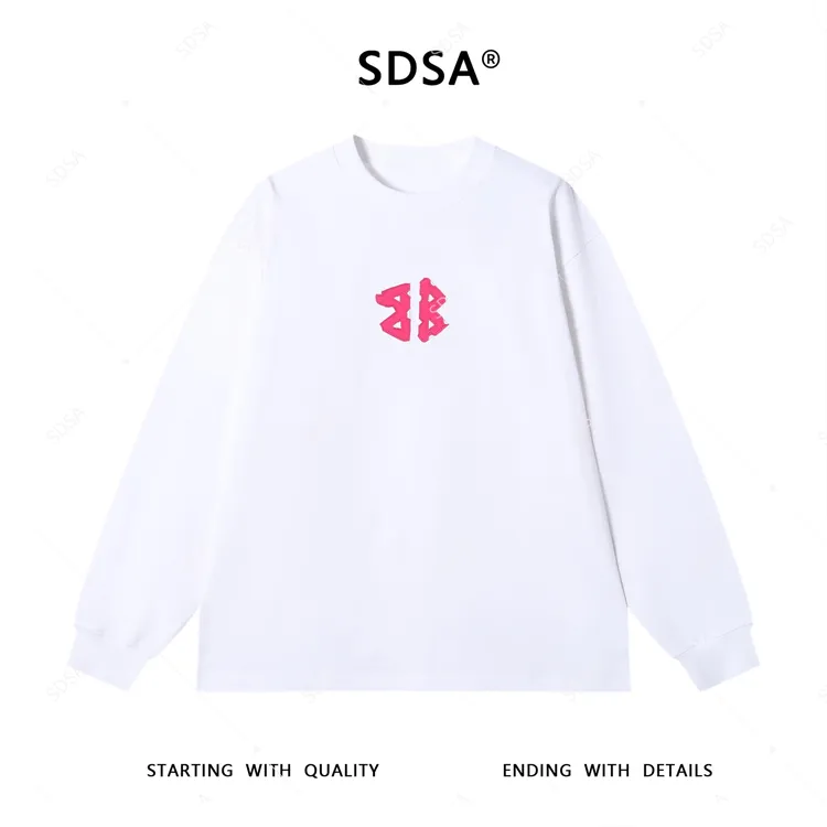 SDSA秋季新款男士痞帅潮牌撞色贴布字母圆领卫衣时尚套头宽松上衣