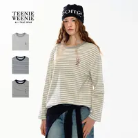 TeenieWeenie小熊女装T恤2025年洋气撞色条纹长袖上衣TTLA258VCAB