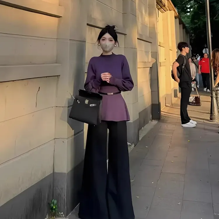 【送腰带】保暖上衣加厚2025新款设计感蝙蝠袖收腰显瘦半高圆领8317