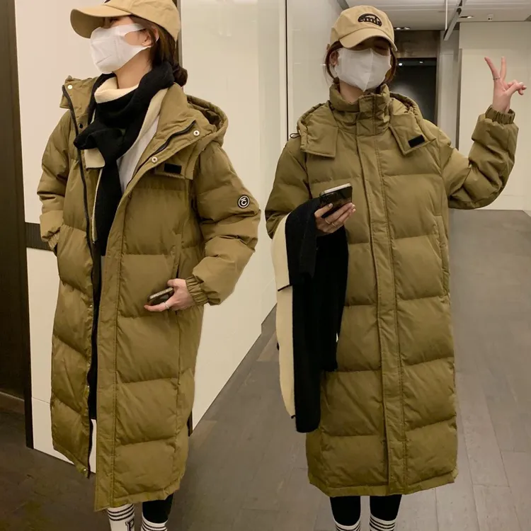 【婷婷家】小个子冬季加厚过膝长款韩版宽松服外套#826