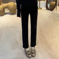 宿慕SUMU 冬季新款植绒加厚烟管牛仔裤10-21显瘦牛仔九分裤32991