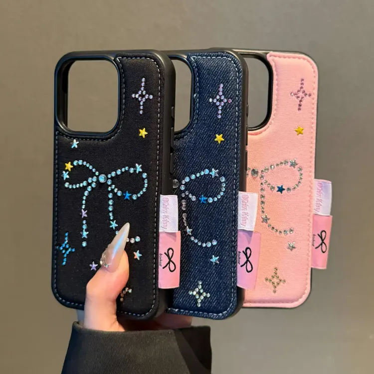 ins时尚闪钻星星蝴蝶结适用苹果17promax手机壳iphone16/15/14/13