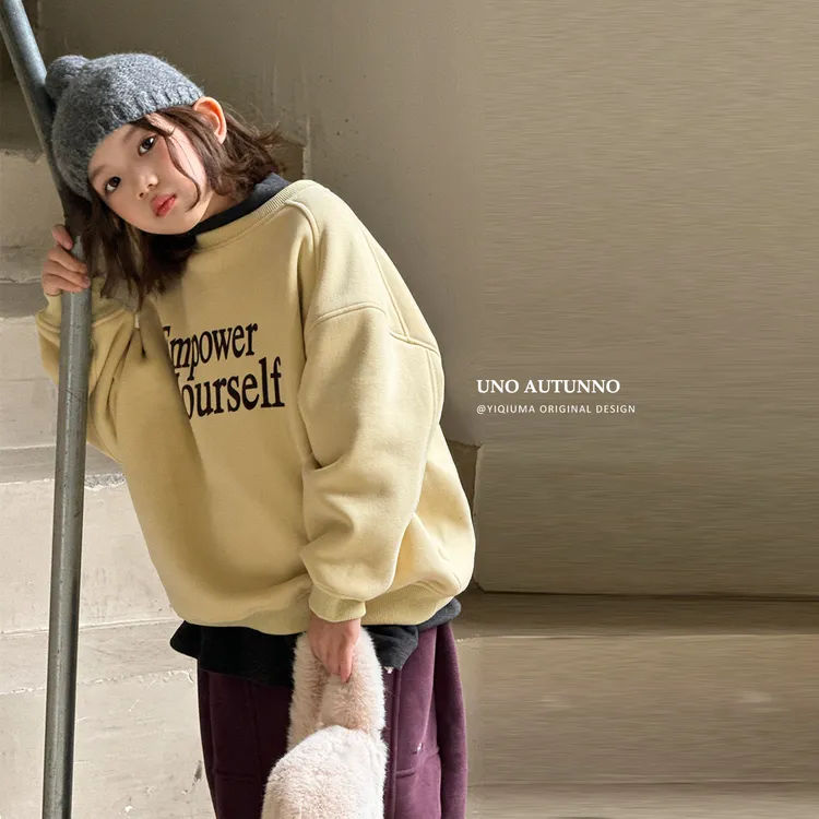 「UNO AUTUNNO」【焦糖布丁】云舒棉女中大童冬季印花圆领卫衣GD2486