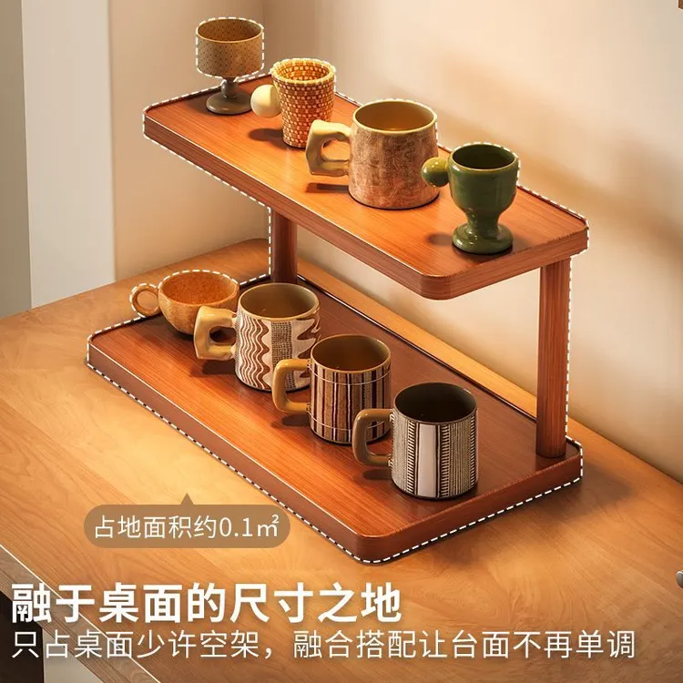 简约桌面杯架置物架多层咖啡杯架茶杯水杯收纳架子中式茶具摆件架