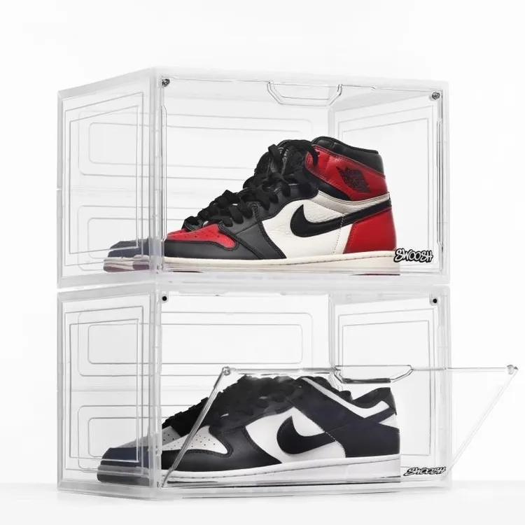 克力鞋盒收纳盒透明aj鞋子展示侧开 防尘塑料磁吸省空间鞋架鞋墙